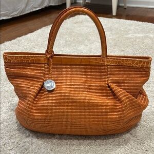 FURLA Canvas and Leather Orange Bag